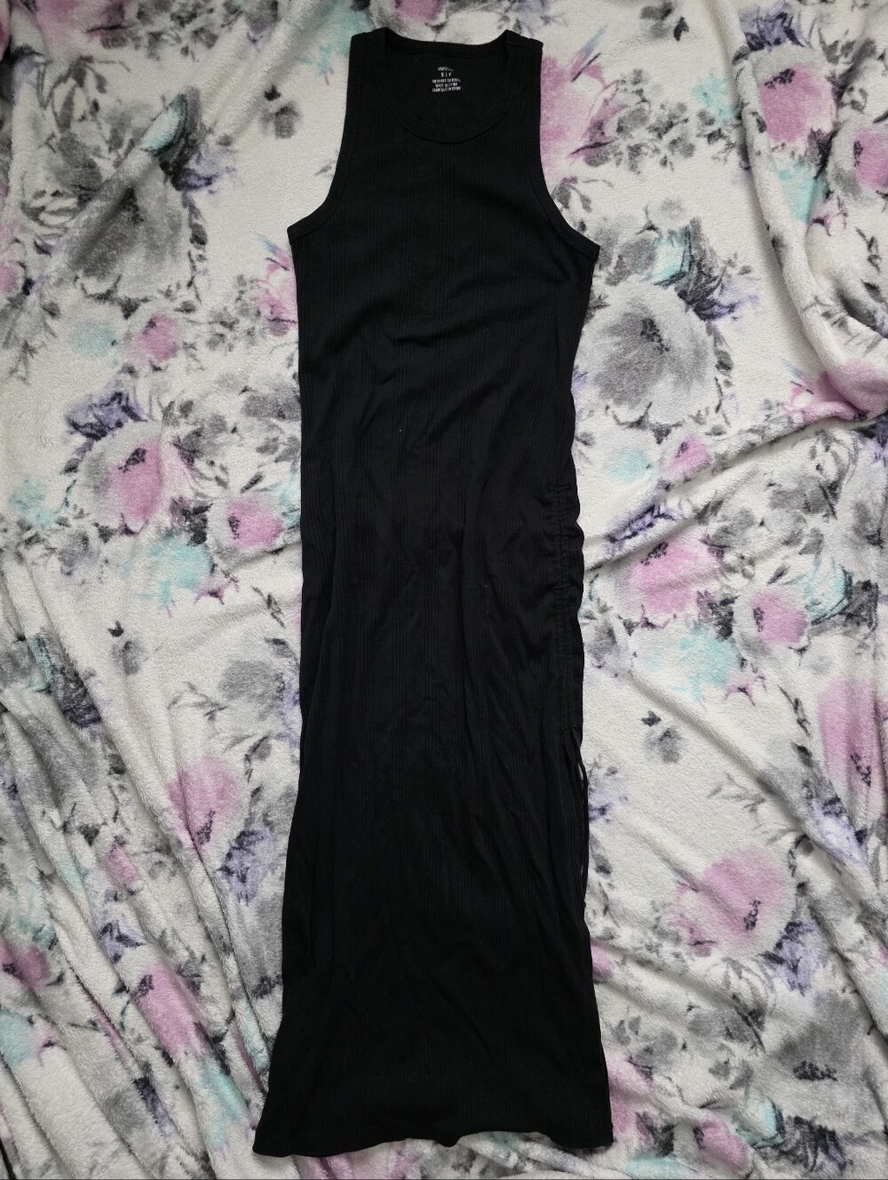 aerie Black Ribbed Tank Maxi Dress